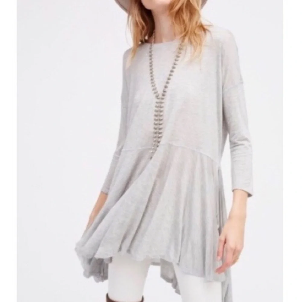 Free‎ People FP Beach Milky Way Top Grey Sz XS Slit Sides